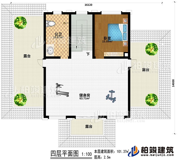 新款農村四層別墅設計圖紙及效果圖，外立麵清新別致BZ412-新中式風格